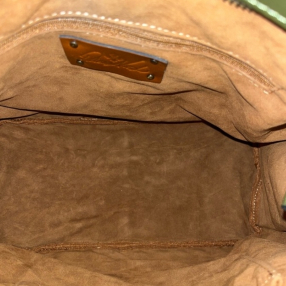Patricia Nash Lidney Olive Green Leather Slouchy Satchel Large EUC - Picture 7 of 14